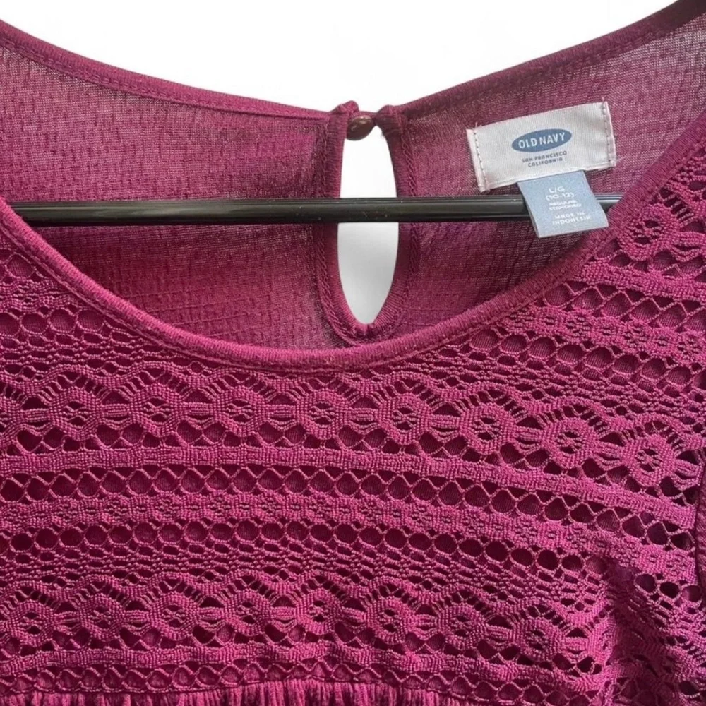 Old Navy Girls Magenta Boho Crochet Dress Size L 10/12 NWOT